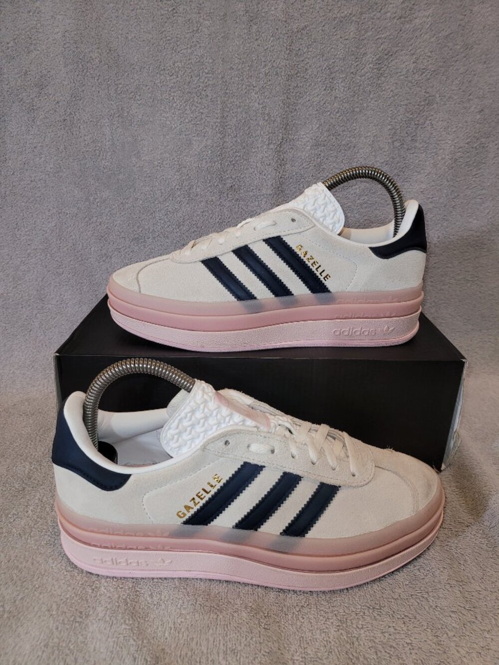 Adidas Gazelle Bold White Clear Pink Indigo Blue Women's Size 7 Sneakers IE6508